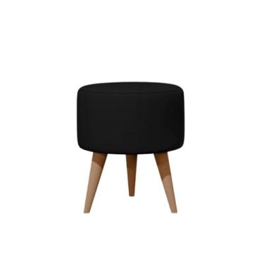 Imagem de Puff Redondo Estofado Elegante – Para Quarto ou Banco de Penteadeira até 130kg(PRETO)