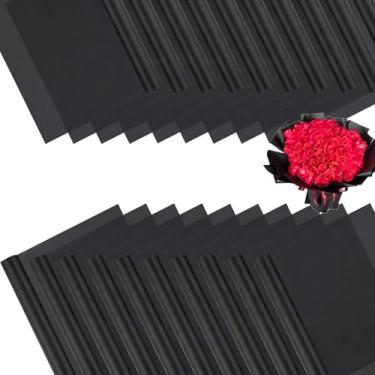 Imagem de DNSGOOR 20 folhas de papel de embrulho de flores, papel de embrulho floral impermeável, buquê coreano, suprimentos de florista para aniversário, artesanato DIY, embalagem de presente, casamento