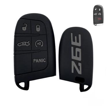 Imagem de x xotic tech Capa de chaveiro 392 compatível com Dodge Charger Challenger SRT Hornet Dart Durango Journey ou Jeep ou Chrysler, capa de chave de controle remoto 3, 4, 5 botões (cinza, 1 peça)