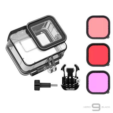 Imagem de Caixa Estanque + Kit Filtros para GoPro 9/10/11 Black - Telesin