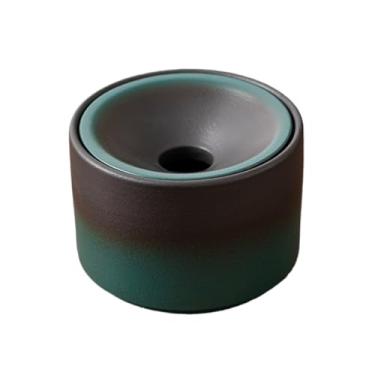 Imagem de Cinzeiro Cinzeiro verde degradê com tampa, design simples, cor sólida, à prova de vento, ideal para uso em escritórios chineses, tamanho pequeno