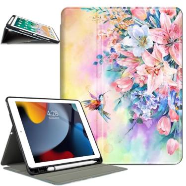 Imagem de Vimorco Capa para iPad 5ª/6ª geração, para iPad de 9,7 polegadas 2017/2018, para iPad Air 1/2, capas inteligentes de proteção de couro premium, suporte para lápis, suporte ajustável com despertar