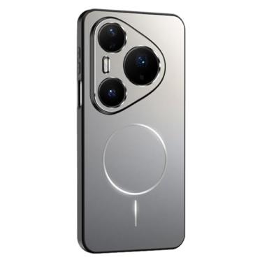 Imagem de HAOMRIYL Capa à prova de choque para Huawei Pura 80 Ultra/80 Pro +/80 Pro/80, capa magnética com proteção total para lentes ultrafina, minimalista, cinza, 80 Ultra