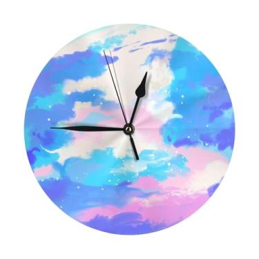 Imagem de ZERAOKE Sky - Relógio de parede redondo moderno - silencioso sem tique-taque operado por bateria, decoração de mesa ou parede para sala de estar, quarto, escritório.