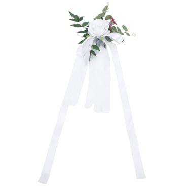 Imagem de aqxreight Decoração de Flores de Seda para Cadeira de Casamento, Decoração Floral Realista Com Alças Ajustáveis, para Arranjo de Casamento, Peça Central de Mesa para Fotografia (29cm*29cm*8cm)