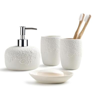 Imagem de Loção de cerâmica, suporte de escova de dentes, copo de sabonete, decoração de vaso sanitário