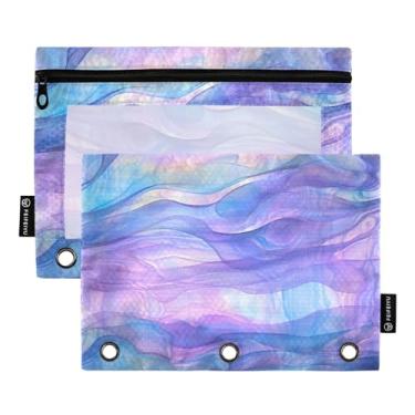 Imagem de Wassud Pacote com 2 pastas de fichário de arte abstrata, pastas de bolso com 3 furos, pasta organizadora de fichários para casa, escritório