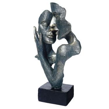 Imagem de Escultura, arte abstrata, figura de casal, estatueta, resina, 31,5 cm