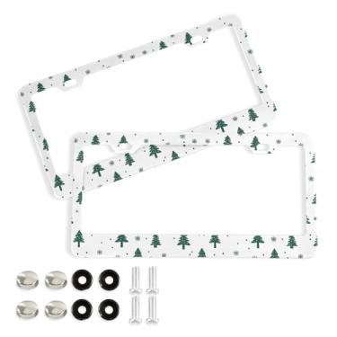 Imagem de Wassud Moldura decorativa para placa de carro para árvore de Natal elegante, 2 unidades, suporte universal para placa de carro para carros padrão dos EUA