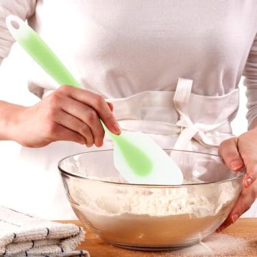 Imagem de Espátula de silicone translúcido, grande e pequena, resistente ao calor, flexível, raspador de cozinha para misturar gelo, 2 peças (verde)
