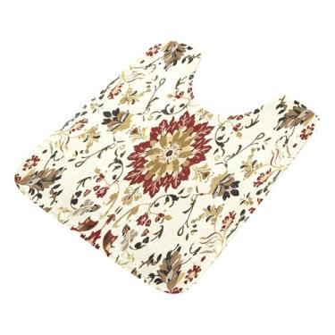 Imagem de Burbuja Tapete de banheiro com design elegante, tapete de banho absorvente de pelúcia macio, base antiderrapante para piso de banheiro, oval em forma de U