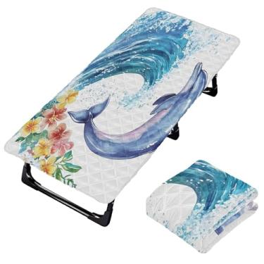 Imagem de Burbuja Lençol de berço de golfinho em aquarela para crianças, lençol de cochilo acolchoado portátil com faixa elástica para meninas e meninos, lavável na máquina, 63,5 x 127 cm