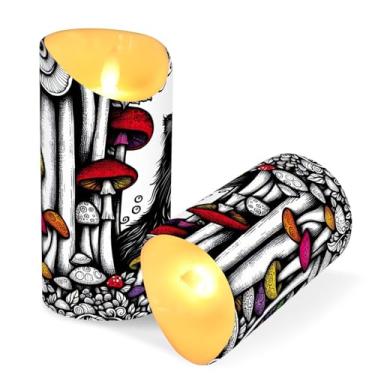 Imagem de Blueangle Pacote com 2 velas sem chama de gato preto com controle remoto e temporizador, velas LED cintilantes (7,6 cm x 15 cm) para decoração de casa, casamento, acampamento (501)