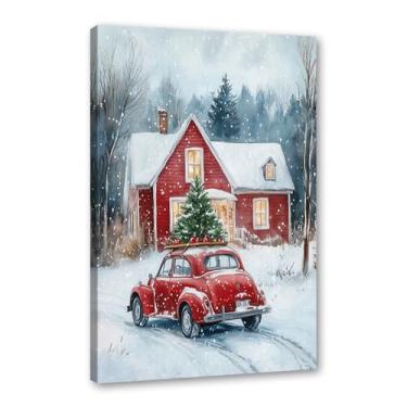 Imagem de Impressão de pôster de arte de parede retrô de Natal Papai Noel alce paisagem de inverno imagens de Natal para bar em casa pub cozinha café loja decoração de férias (SKU8,20,3x30,5 cm = (20 x 30 cm