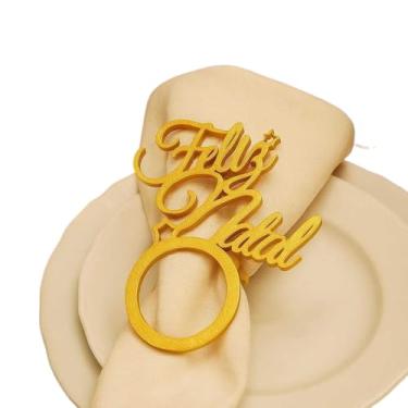 Imagem de Kit 6/12/24 Anel Porta Guardanapo Feliz Natal – Decoração de Natal - Ideal Mesa Posta Ceia Natalina(Kit 6 unidades)