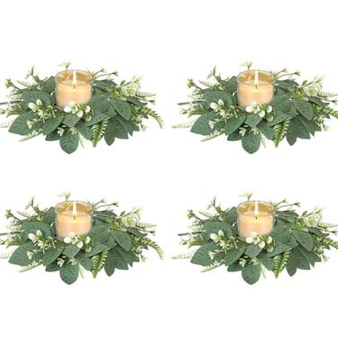 Imagem de Dremisland 4 mini guirlandas de eucalipto, guirlandas artificiais para armário de cozinha de 25,4 cm, guirlandas de velas pequenas para decoração de parede de porta, janela, cozinha, casamento, casa