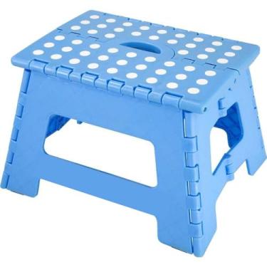 Imagem de Banqueta Banquinho Dobrável Plástica Anti Derrapante Suporta até 150kg banquinho banheiro para Banheiro, Auxílio e Uso Diário(Azul)