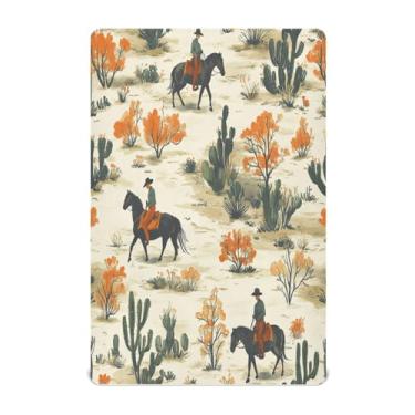 Imagem de STAYTOP Lençol de berço caubói norte-americano ocidental para meninos e meninas, lençol com elástico para berço padrão e colchão infantil, de microfibra supermacia, 52 × 28 × 9 pol