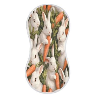Imagem de xigua Conjunto de 1 panos de musselina para arrotos de coelhos com cenouras, panos de arroto super macios e absorventes, roupas de arroto de algodão, presente de chá para recém-nascidos, bebês meninas
