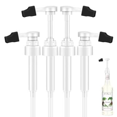 Imagem de Bomba de xarope de café para garrafa de 750 ml – Pacote com 4 bombas dispensadoras de xarope compatíveis com garrafas de vidro Monin – sem entupimento, distribuição precisa, inclui 4 tampas de ponta