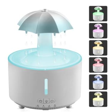 Imagem de Umidificadores V99 para quarto, difusor de aromaterapia, nuvens e umidificador de névoa fria, rotação de 360°, ultra-silencioso, luzes noturnas de 7 cores, função de temporizador 2H/4H/8H, compatível