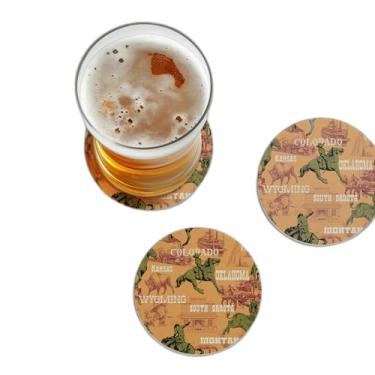 Imagem de Porta Copos Com Ilustração Personalizada Cowboys Rodeio Oeste Selvagem - Tamanho 10x10 cm