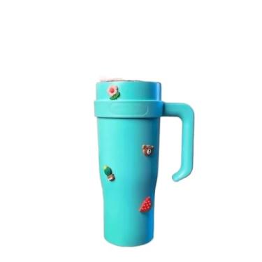 Imagem de copo térmico com alça 1200ml com isolamento térmico de aço inox de grande capacidade(AZUL)