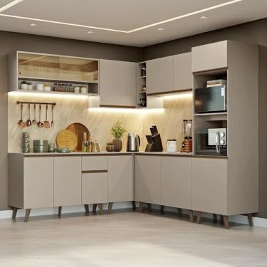 Imagem de Armário de Cozinha Completa de Canto 445cm Crema Nice Madesa 01