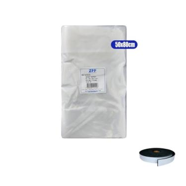 Imagem de Kit Saco BD Para Fardo 50x80 Sanfonado Com 100 Unidades E Fita Cetim 50mm X 10 Metros