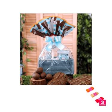 Imagem de Kit Saco Incolor 45x60cm Com 1 Unidade E Fita De Cetim 38mm X 10 Metros