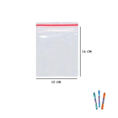 Imagem de Kit Saco Zip 10x16cm com 100 Unidades + Fita Cetim 7mm 10 Metros