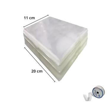Imagem de Kit Saco Transparente PP 11x20cm 50un + Fita Cetim Impressa/Voal 22mmx10m