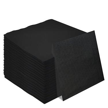 Imagem de 50 peças guardanapos pretos de 3 camadas guardanapos de coquetel guardanapos de bebida guardanapos de sobremesa guardanapos de papel descartáveis para festa de aniversário de casamento, guardanapos de