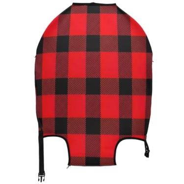 Imagem de Joisal Capa de mala xadrez buffalo, preta, vermelha, fofo, protetor de bagagem, lavável, essencial de viagem para mulheres, floral, Xadrez buffalo preto vermelho, XL, Fits 29-32 Inch Case, Capa de