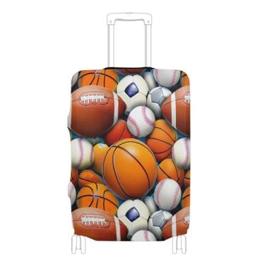 Imagem de Joisal Capa de mala de viagem personalizada protetora de bagagem variada, bolas esportivas, bolas de basquete, cores de proteção, manga de viagem para mulheres, P, serve para capa de 45 a 50 cm, Bolas