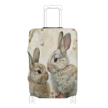 Imagem de Joisal Spring Bunnies Capa protetora de bagagem de coelho da páscoa lindas capas de mala de viagem cores protetoras manga de viagem de voo, P, serve para capa de 45 a 50 cm, coelhinho da páscoa da