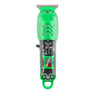 Imagem de Máquina de Cortar Cabelo Profissional, Bivolt, Verde, Motor Silencioso, Bateria Lítio 1400mAh, Tela LCD, 15,5x4cm, com Pentes Guia e Acessórios