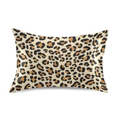 Imagem de King Queen Capas de travesseiro padrão leopardo marrom preto manchas de cetim floral floral refrescante conforto travesseiro de cama macio tamanho king 101,6 cm x 50,8 cm