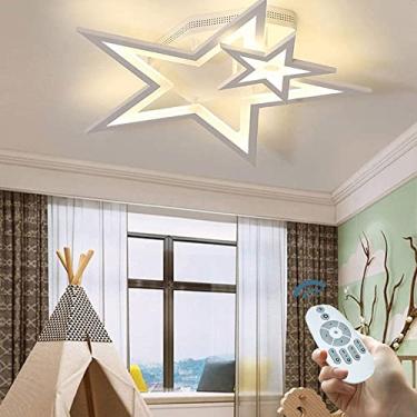 Imagem de RAUGAJ Lustres, berçário de teto de LED, teto estrela de 5 pontas embutido com controle remoto, brilho superior regulável para quarto, sala de jantar, cozinha, 50 cm/36 W