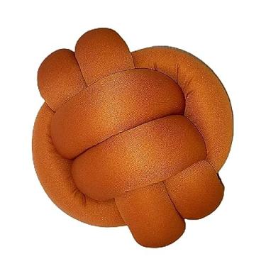 Imagem de Almofada de Nó Escandinavo 2 Voltas Redonda Decorativa Modernda Grande (Terracota)