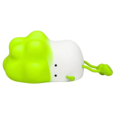 Imagem de Luminária Decorativa Noturna de Mesa Infantil com Luz Led Recarregável de Silicone Decoração Repolho pra Cabeceira Quarto (Verde)