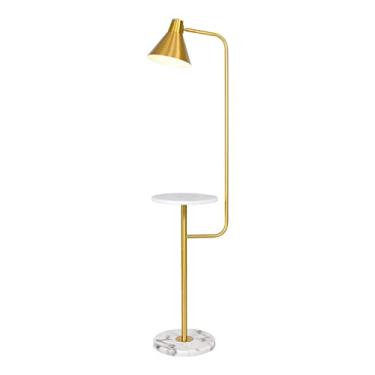 Imagem de Luminária de chão moderna e minimalista com prateleira - Luminária de leitura de metal para sala de estar, quarto e escritório - Opções multicoloridas para uma decoração elegante.