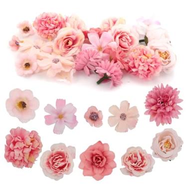 Imagem de Prebafo 20 buquê de flores artificiais de rosas rosas para formatura faça você mesmo, decoração de bolo de casamento, arranjo floral de festa, decoração de casa