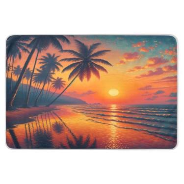 Imagem de Almofadas de cama vermelhas tropicais pôr do sol, almofadas de cama reutilizáveis, almofadas de cama absorventes