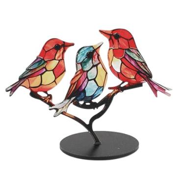 Imagem de GLOGLOW Outros Itens Decorativos Estátua de Artesanato Acrílico, Decoração Colorida de Escritório Doméstico, 2 Peças de Pássaros Em Ornamentos de Galhos, Nan (#14)