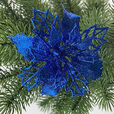Imagem de ZJchao Poinsétia Brilhante, Flores Artificiais de Natal de 9cm Com Destacável para Decoração de Guirlanda, Festa de Casamento, árvore de Natal (#8)