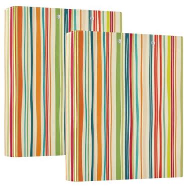 Imagem de Fichários personalizados verticais ondulados laranja pastel, 3 anéis, 3 anéis, comporta 200 folhas, fichário de receita de anel redondo, 31,5 x 27 x 6 cm, pacote com 2