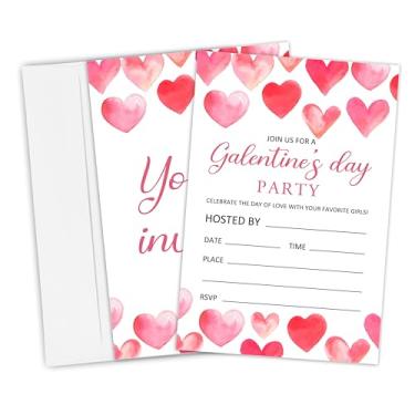 Imagem de dsjaidh Convite de Dia dos Namorados Coração Rosa com Envelope - 20 peças Convites de Jantar do Dia dos Namorados - Convite de Festa Galentine de 10 cm x 15 cm para meninas - Lembranças e suprimentos