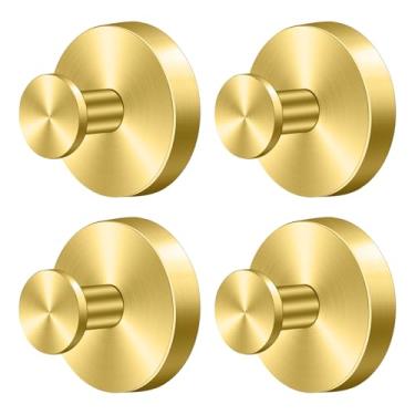 Imagem de Herda Ganchos de ventosa para chuveiro, ganchos de toalha removíveis para parede de porta de vidro da janela do banheiro, gancho de guirlanda de roupão de banho para pendurar - pacote com 4, dourado