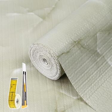 Imagem de Forro de gaveta e prateleira de 2 camadas para armário de cozinha: 30,5 cm x 20 pés papel de prateleira antiderrapante à prova d'água não adesivo forros de geladeira mármore ciano forros fáceis para